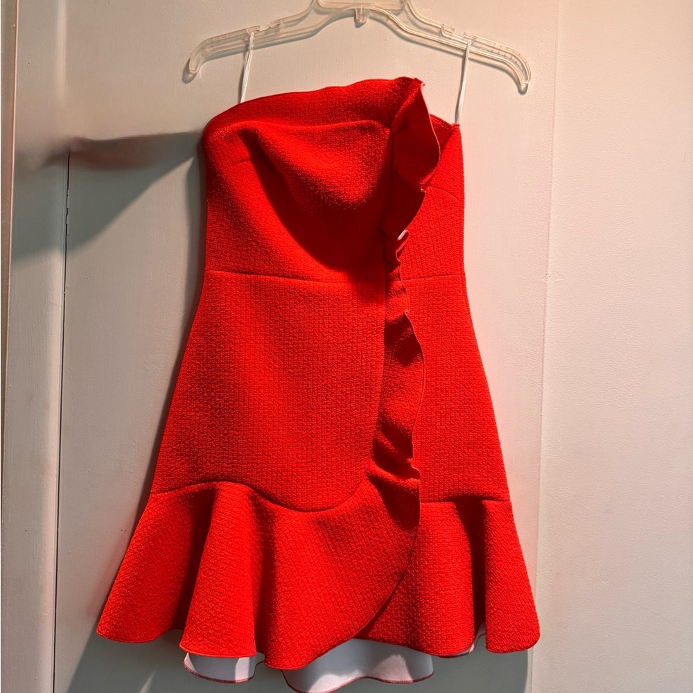 Sandro Lipstick Red Ruffle Mini Dress!